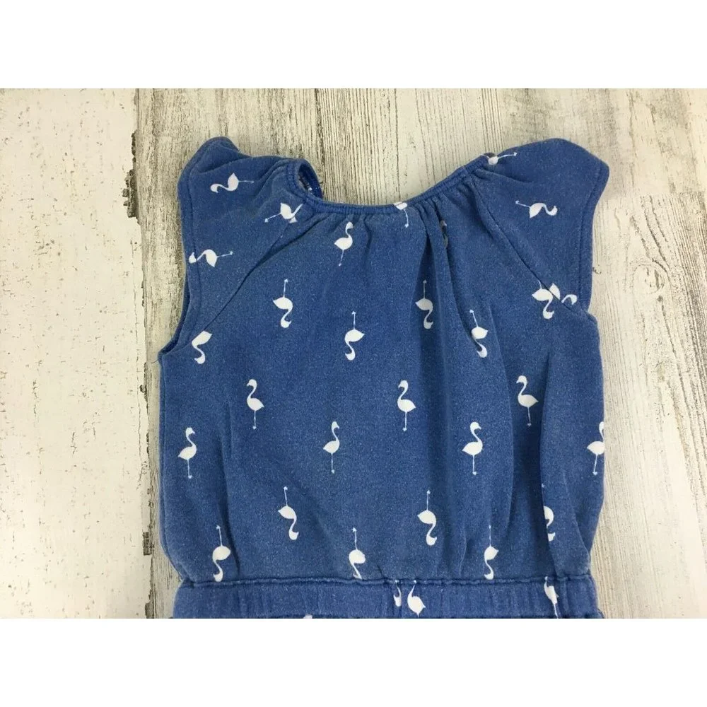 Gymboree Baby Girls 12 to 18 M Blue White Flamingo Romper